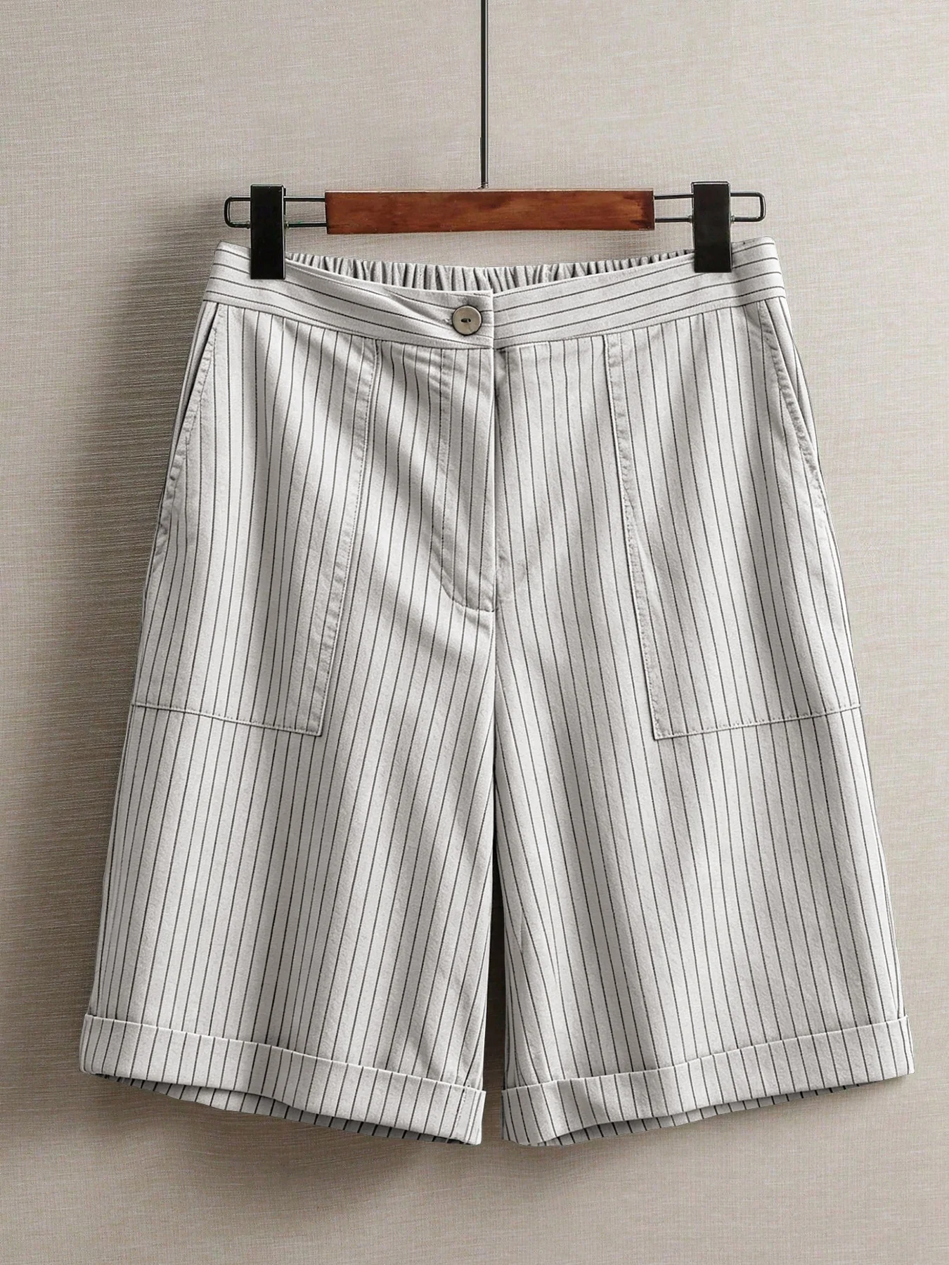 Summer New Women's Striped Short Pants Loose High Waist Casual Wide Leg American Style Five-Quarter Pants Quick Dry Sports Pants