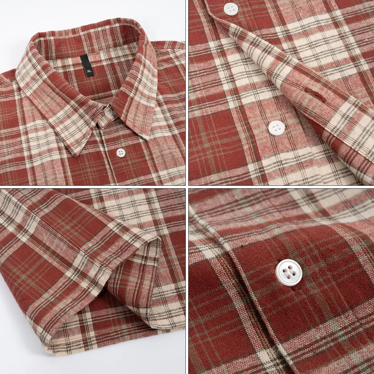 Mens 100% Cotton Short Sleeve Cropped Plaid Shirt for Summer Boxy Fit Button Up Custom Flannel Fashion Street Clothes Unisex