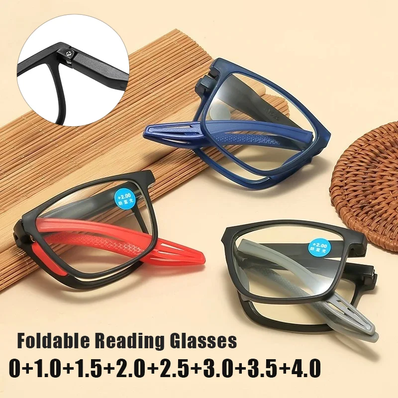 

Fashionable Square Frame Portable Folding Presbyopia Glasses HD Blue Light Blocking Business Reading Glasses with Plus Diopters
