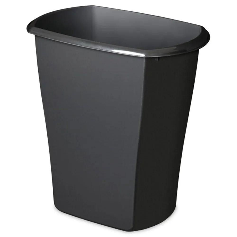 10 Gallon Ultra Plastic Wastebasket Trash Can for Home Bedrooms, Kitchens, or Office Spaces, Black, 6-Pack