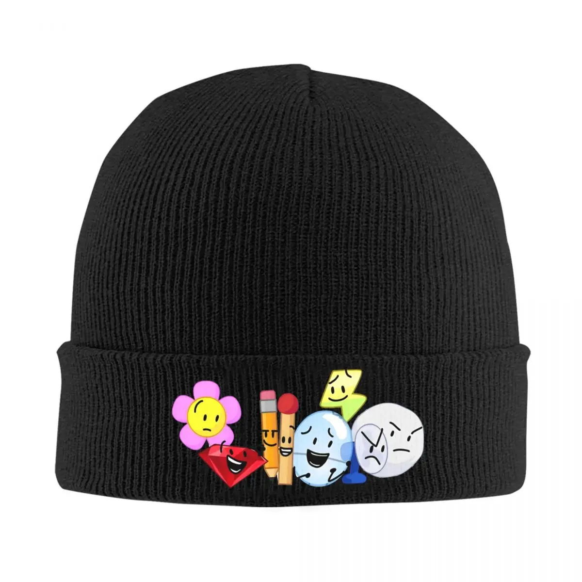 Bfdi insanidade animada todos os personagens gorro chapéu de malha masculino feminino unisex casual elástico bonés design ao ar livre bonnet chapéus