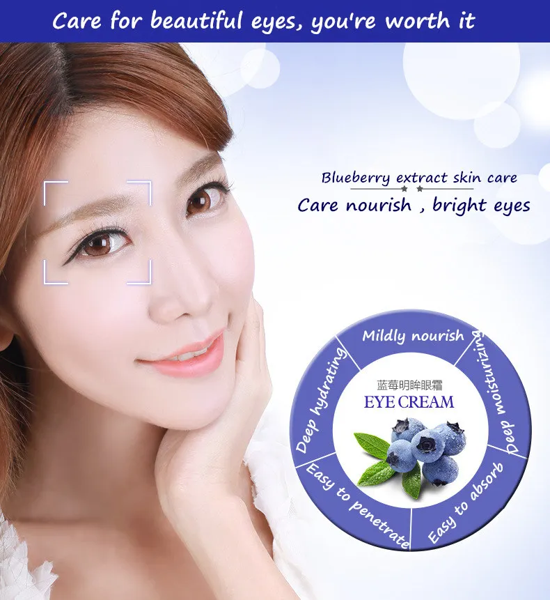 Bioaqua Blueberry Eyes Cream Firming Eye Anti Puffiness Dark Circles Under Eye Remover Moisturizing Eyes Skin Care Products