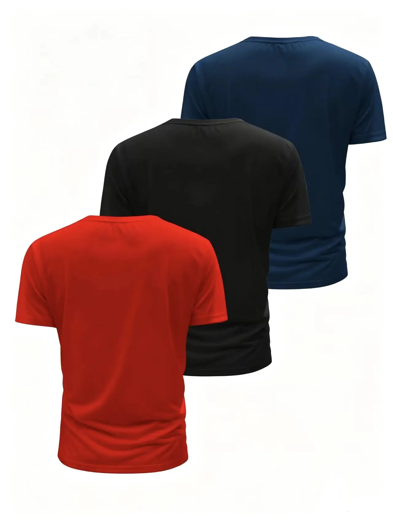 Men Value 3‑Pack T‑Shirts, Color Contrast Stripe Print Crew Neck Short Sleeve Tee Set, Summer Casual Daily Tops