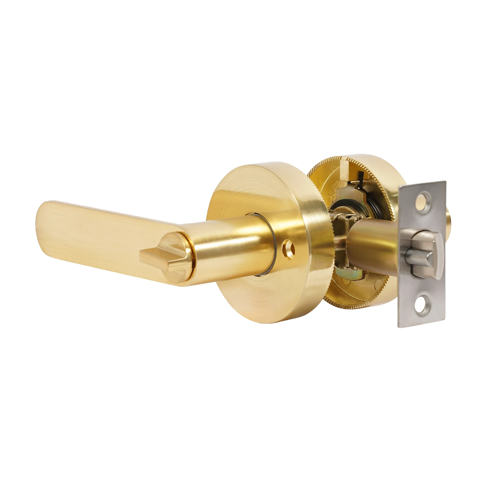 2 قطعة مقبض باب الخصوصية مخرش مقبض رافعة رسمت مات الذهب غرفة نوم الحمام ممر قفل الباب ث/مفتاح #5