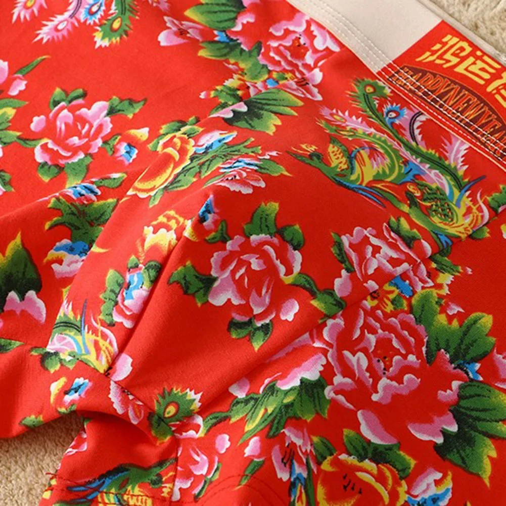 Roupa interior de algodão cuecas boxer respirável algodão alta estiramento peônia flor confortável primavera verão inverno