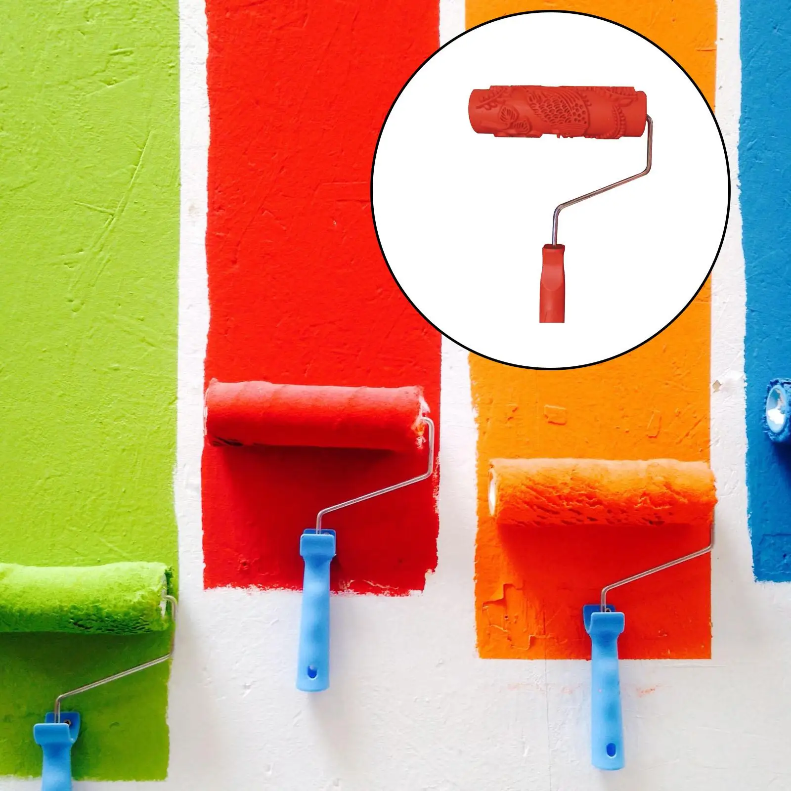 Wall Art Painting Roller Brush Tool Rubber Embossed Pattern Roller for Creative Home Decor Painting