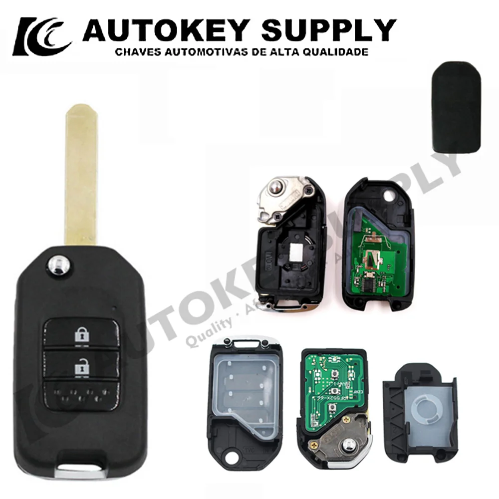 Autokeysupply AKHDC407 2 ปุ่มรีโมทคีย์พลิก "G" สมบูรณ์ 433Mhz สําหรับ Honda