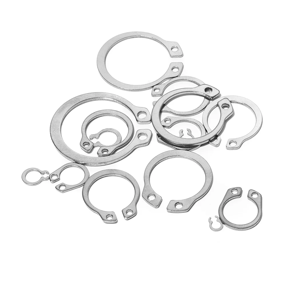 Juego de anillos de retención externos, kit surtido de anillos a presión de acero inoxidable 225, Clips en C de retención externa, 304 uds.