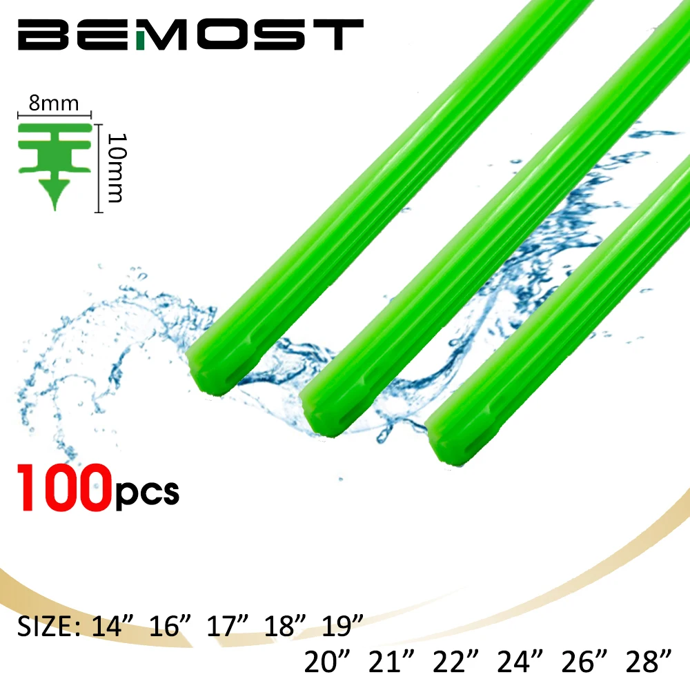 100pcs Car Windscreen Wiper Blade Insert Fluorescent Green silica gel Strip 8mm 14