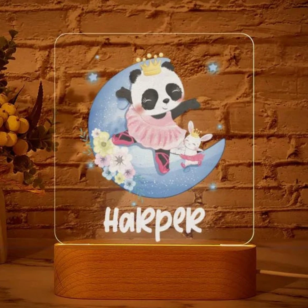 Personalized Acrylic Night Light Customized Baby Name Lamp Custom Cartoon Light Birthday Gift for Kids Home Bedroom Decoration