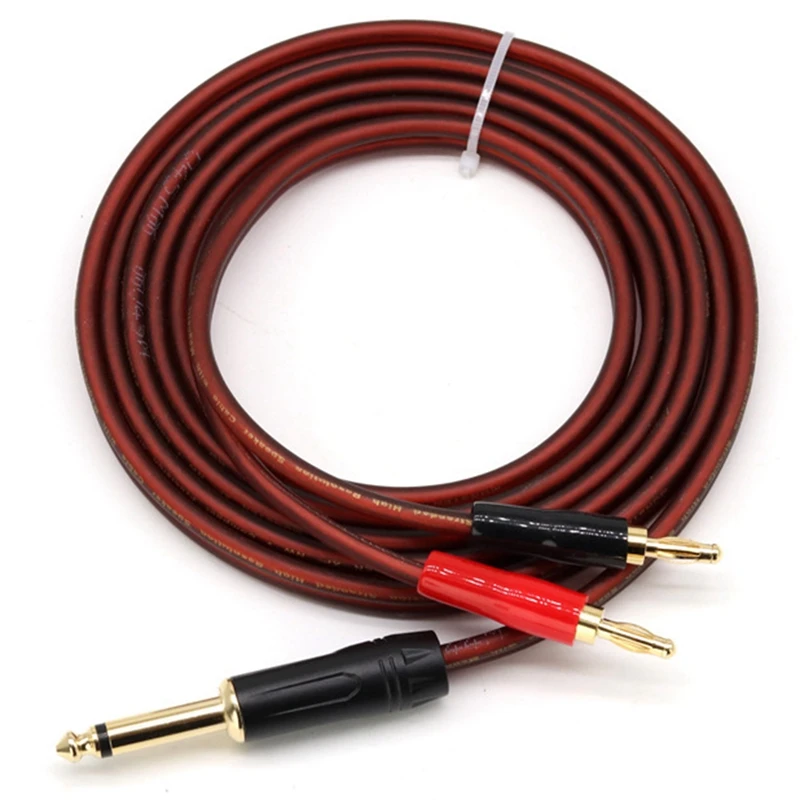 1/4 TS To Banana Plug,6.35Mm TS Phono To Banana Plug Speaker Audio Cable,Gold-Plated 1/4 TS Male To Dual Banana