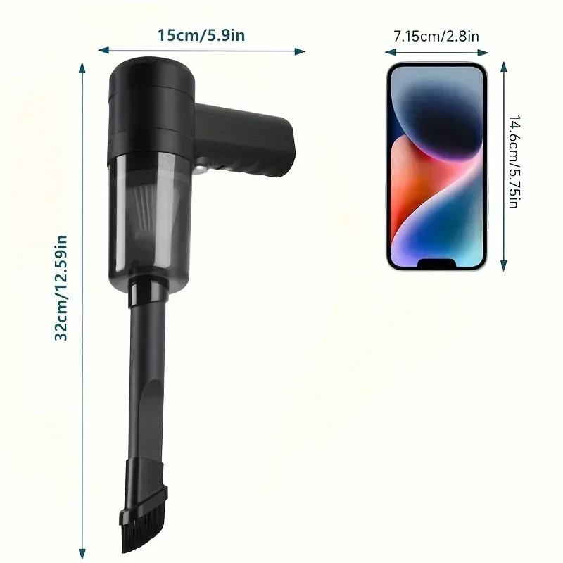 Portable Handheld VacuumCleaner EnhancedCycloneSuction, WirelessRechargeableWithStrongPower,EffortlessCleaningFor Cars, Offices