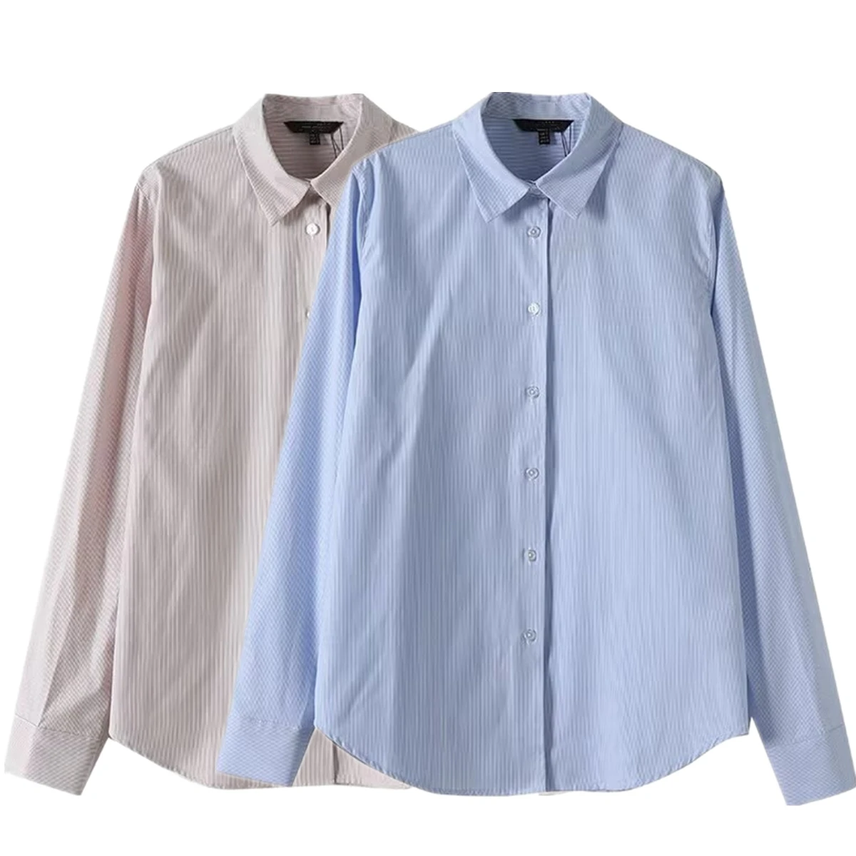 

Maxdutti Nordic Lazy Commuting Casual Cotton Striped Shirt Japanese Blouse Minimalist Long-Sleeved Summer Shirt For Women