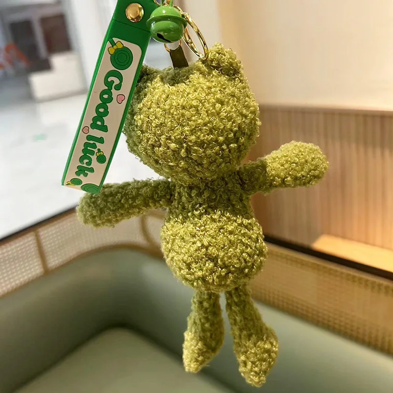 Stuffed Animals Plush Hot Sell Green Plush Frog Doll Buckle Rope Creative Cute Little Frog Bag Keychain Brithday Gift for Friend