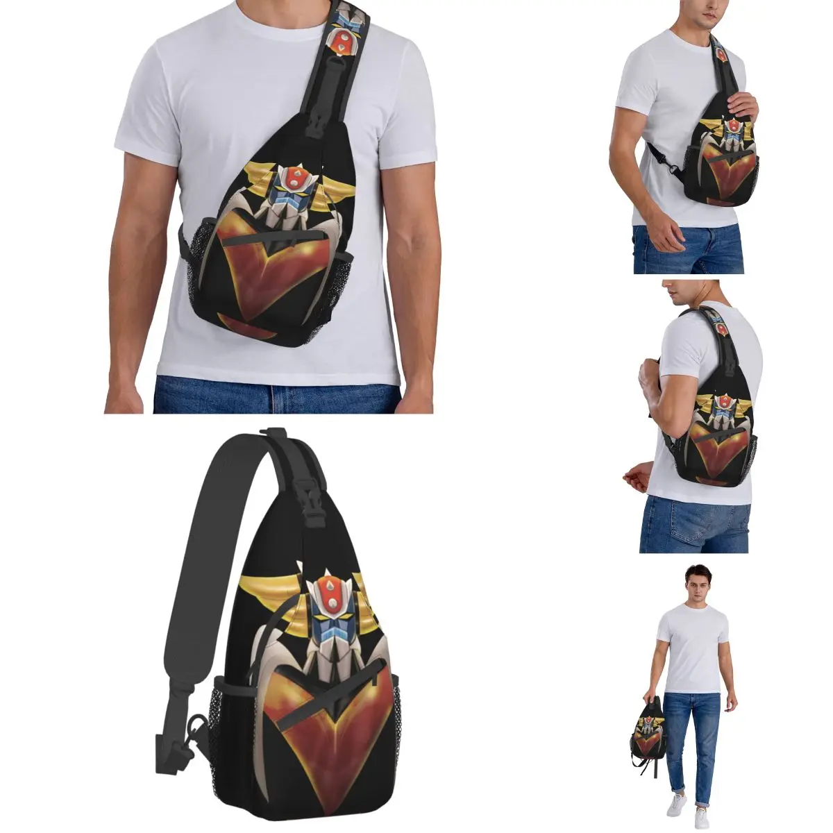 UFO ROBO Grendizer حقائب صغيرة الرافعة الصدر Crossbody الكتف على ظهره الرياضة في الهواء الطلق daypack أنيمي اليابان المطبوعة Bookbag