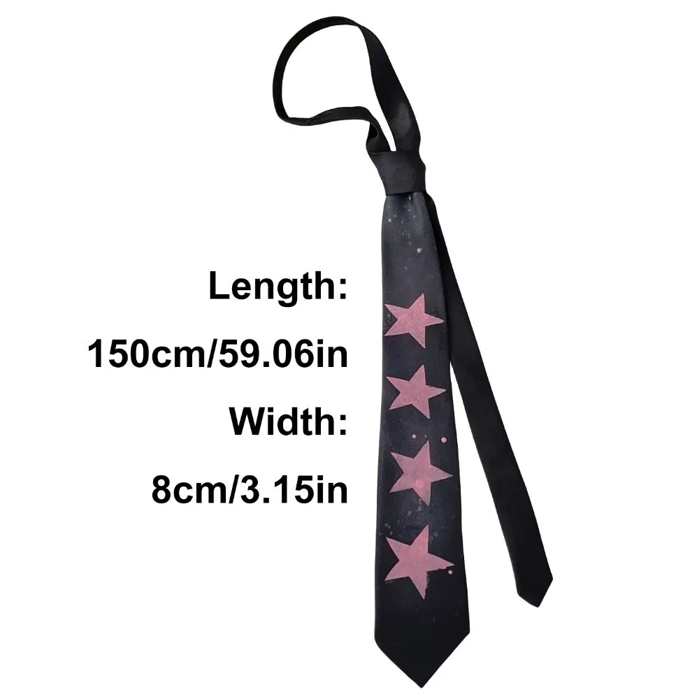 Casual Y2K Star Tie Narrow Adjustable Glossy Tie Sweet Hand Tied Unisex Necktie Suit Accessories