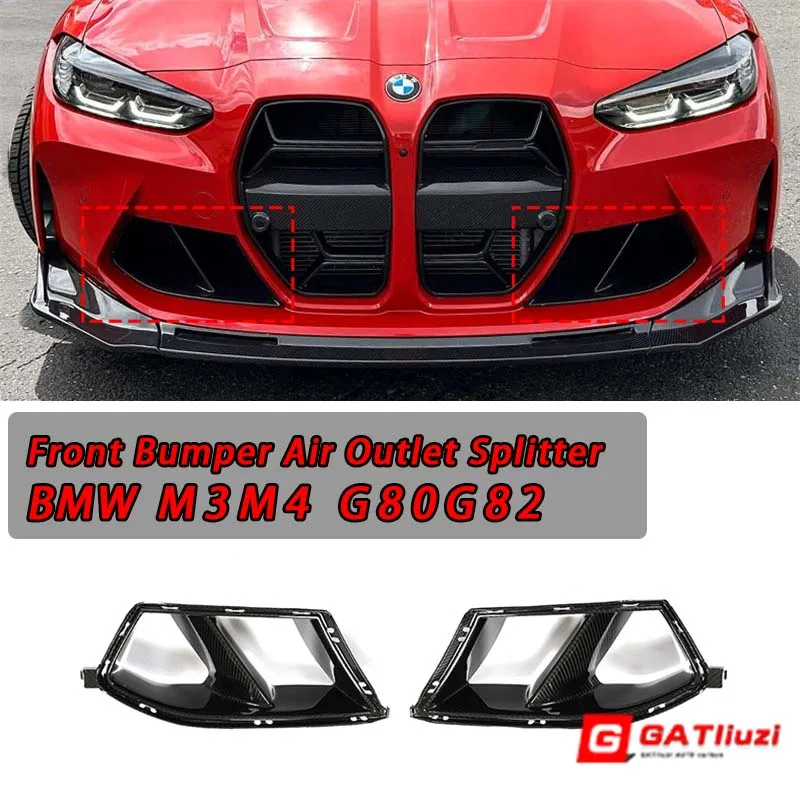 

Front Bumper Air Outlet Splitter Fit For BMW G80 G82 G83 M3 M4 Sedan Coupe convertible Dry Carbon Fiber Side Outlet Grill