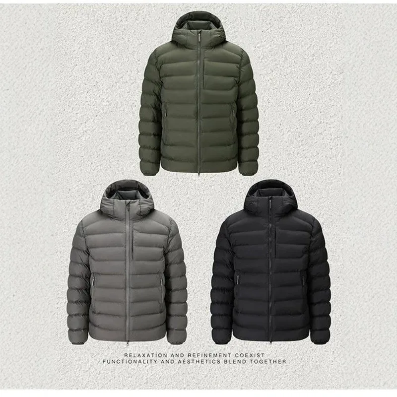 Unisex Lightweight Hooded Padded Jacket DWR Water‑Repellent Windproof Warm Coat, Outerwear for  Autumn Winter Outdoor Daily Wear