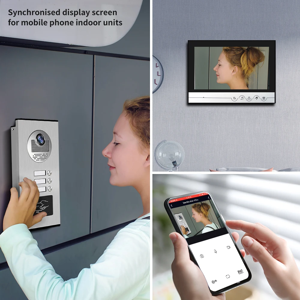 9 Inch 3/4/6/8 Unit Multi Apartments Intercom Video Door Phone With RFID Unit Building Doorbell System