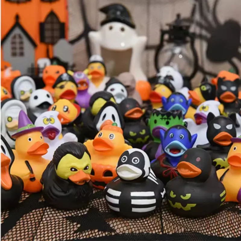6/12/24 Uds patos de goma de Halloween, paquete de rol de Halloween de patos de goma, pato de goma de calabaza, divertidos juguetes de goma para niños