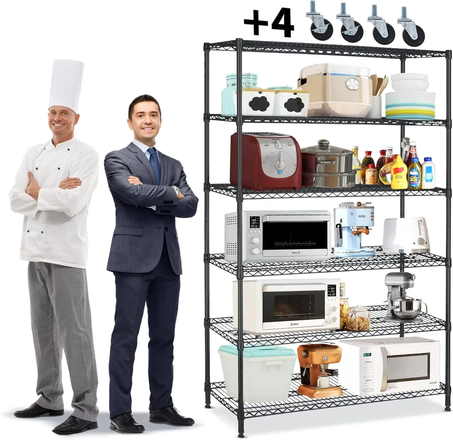 

6000Lbs Acity Metal Shelving Unit 6 Tier Adjustable Shelves For Storage Heavy Duty Commercial Grade Wire Shelf With Wheels &