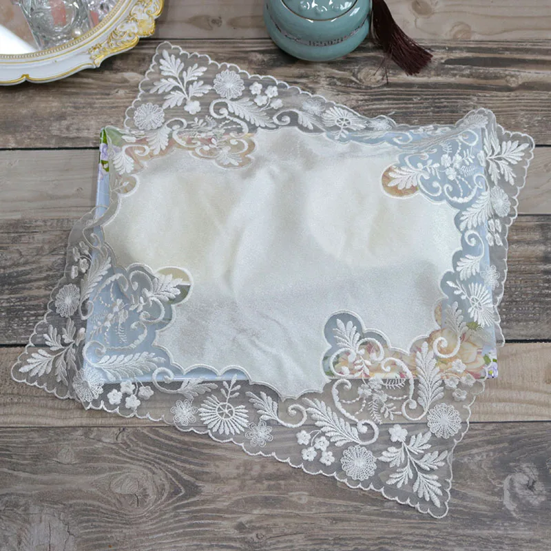

Europe mesh Christmas flower Embroidery table cloth cover wedding party dish tablecloth kitchen Table decoration and accessories