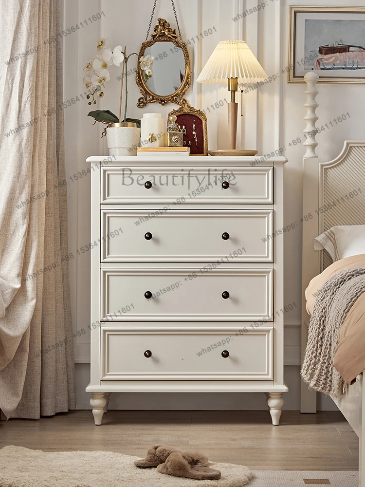 

French cream solid wood four chest cabinet living room bedroom storage household dining side cabinet