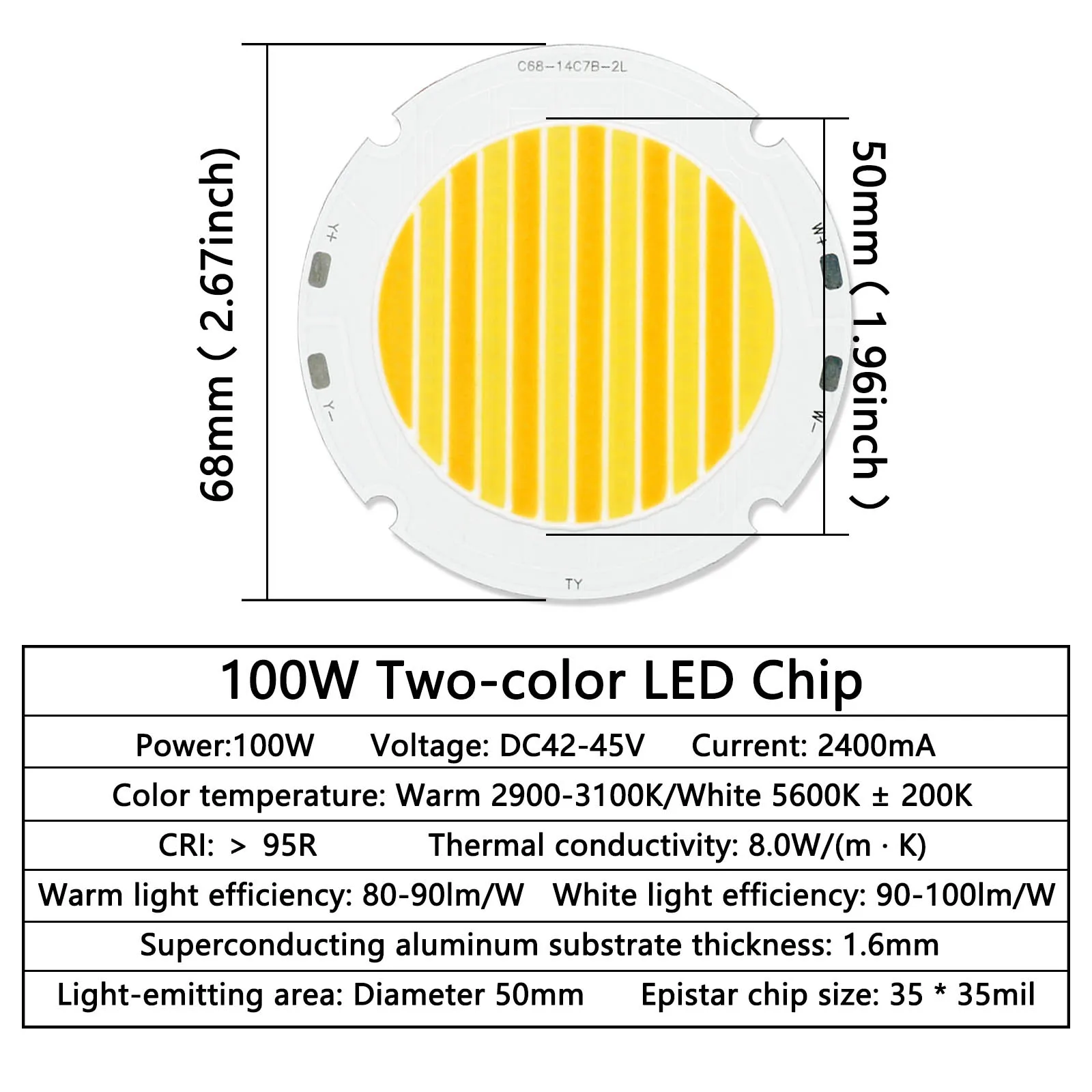 100W 200W DC42-45V LED COB Chip Lampada Bead + LED Drive Lampadina bicolore CRI 95 Set di accessori Faretto caldo/bianco Luce per fotocamera FAI DA TE