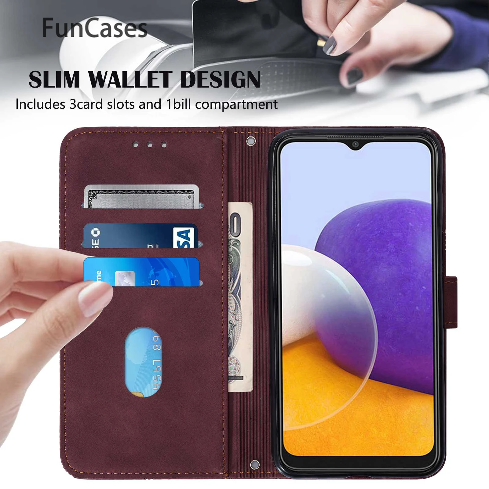 Embossing Flip Phone Pouch Bag For estojo Samsung A22 5G Case Soft TPU Cases sFor Protection Samsung Galaxy funda A22 5G Capinha