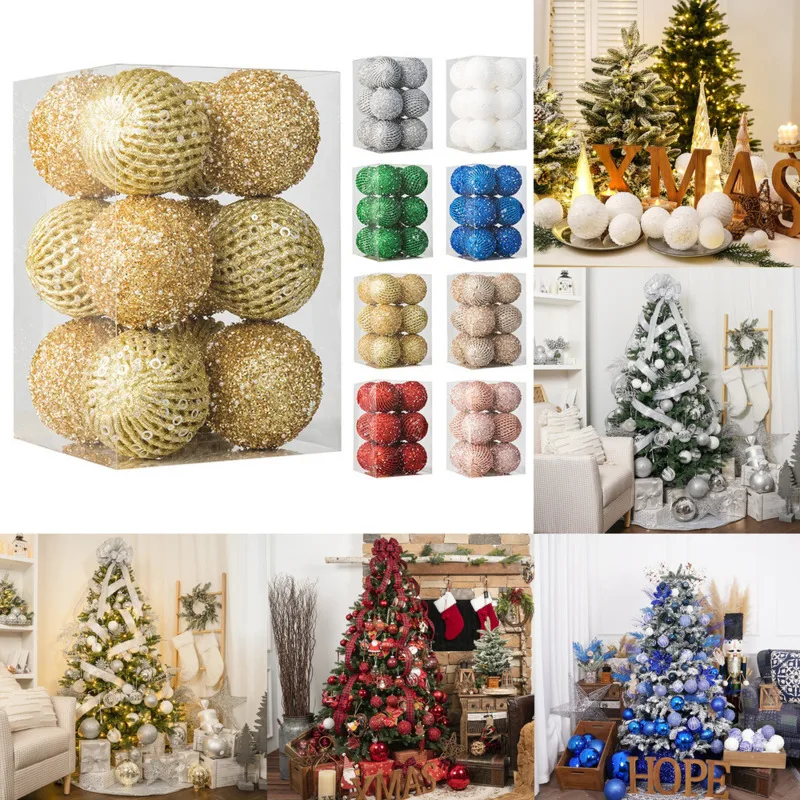 Christmas Tree Decoration Pendant Hanging Ball 8cm 10cm Scene Props Wedding Decorations Colored Ball Plastic Foam Christmas Ball