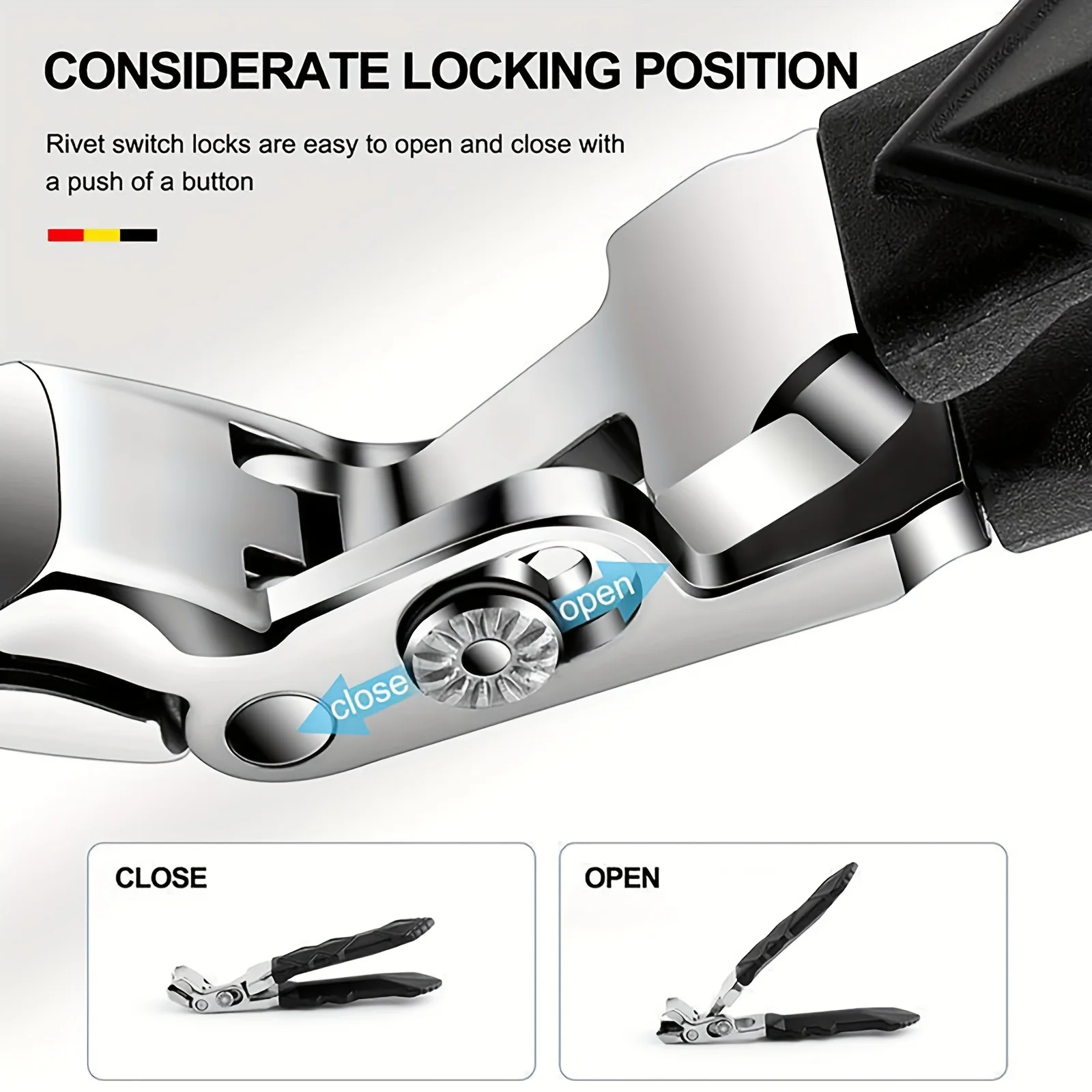 1Pcs Professional Nail Clippers for Seniors - Wide Jaw & Angled Head, Stainless Steel Fingernail & Toenail Cutter with Catcher