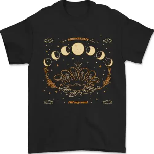 Moonbeams Moon Phases Celestial Pagan Mens T-Shirt 100% Cotton