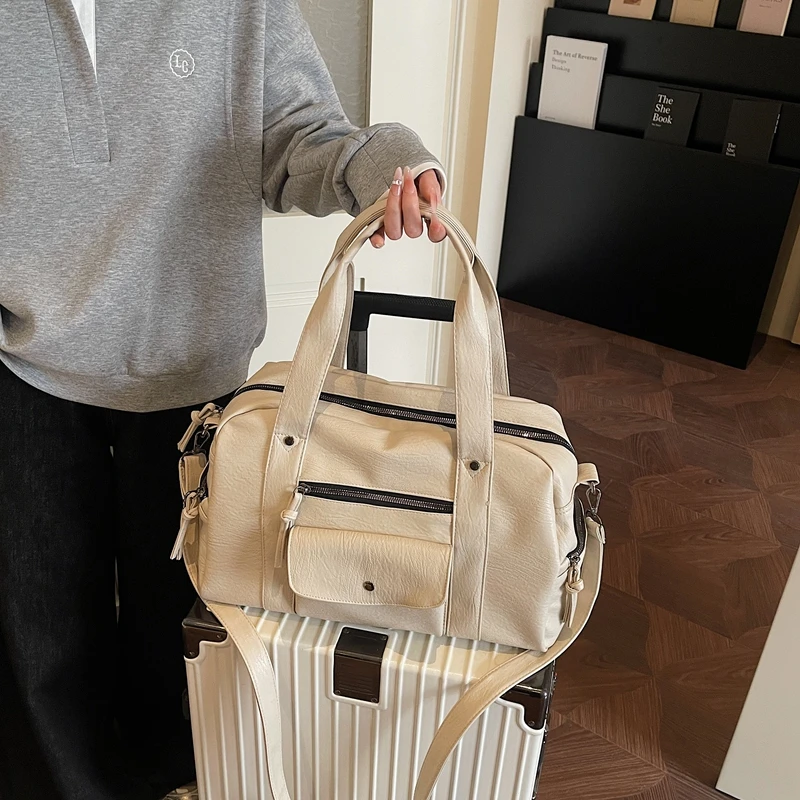 PU Leather Multi-pockets Handbags All Match Style Large Capacity Women Crossbody Tote Bag 2026 New Solid Shoulder Messenger Bags