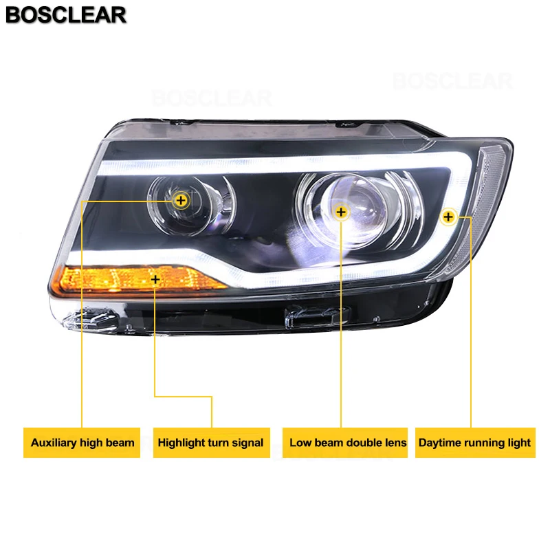 Modelo de carro lâmpada principal para Jeep Compass, novo farol de LED, Hid Bi Xenon, Auto Acessórios, 2011-2015