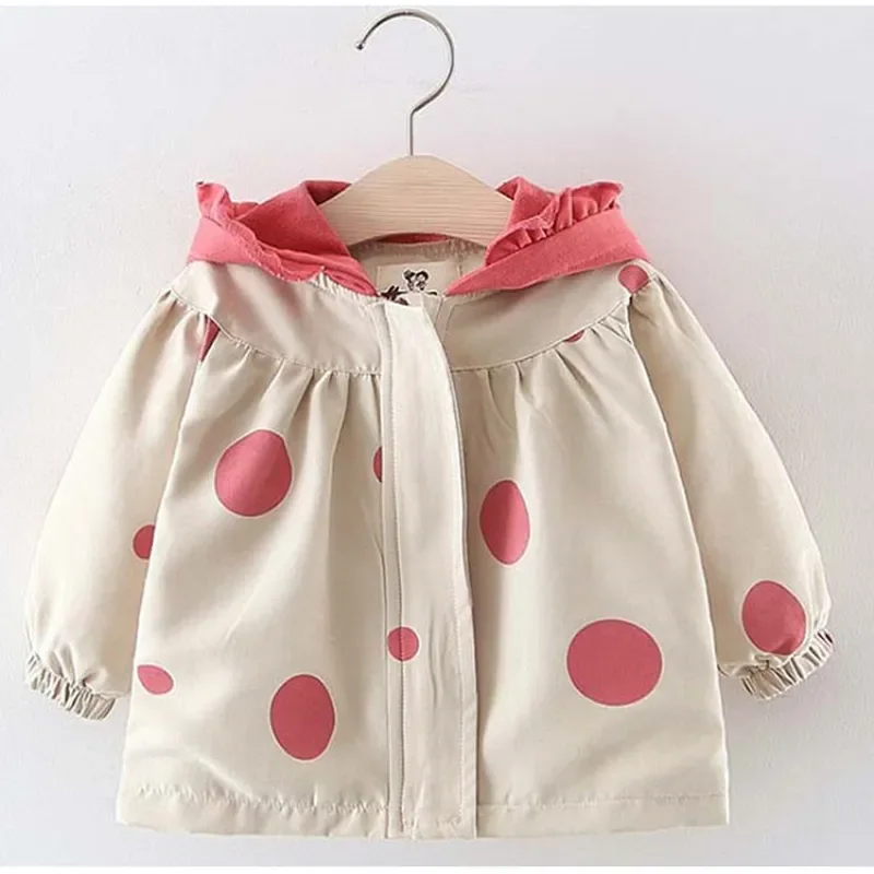 

Polka Dot Fashion Outer Wear Children Clothes Girls Korean Baby Autumn Toddler Coat Childrens Hooded Windbreaker Jacket Kids