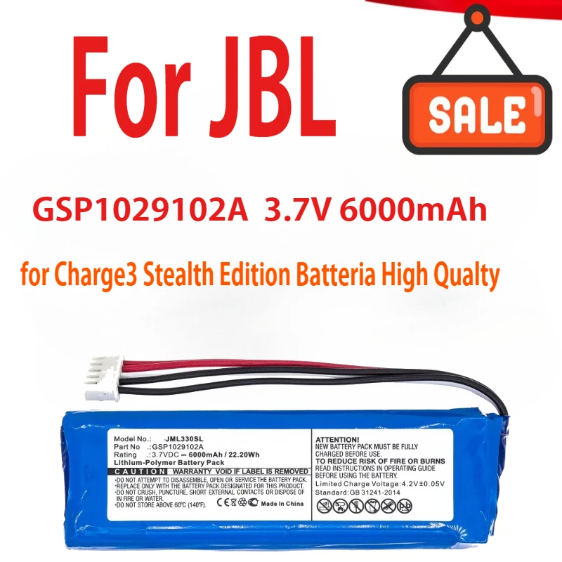 

3.7V 6000mAh Battery for JBL Charge 3 Charge3 GSP1029102A Charge3 Stealth Edition Batteria High Qualty