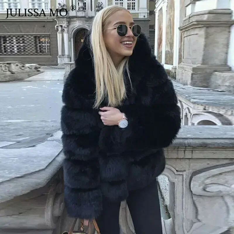 Female Fake Fur Clothing Windproof Fleece Jacket Woman Long Sleeve Warm  Coat Women Winter Women\'s  Outerwear G149