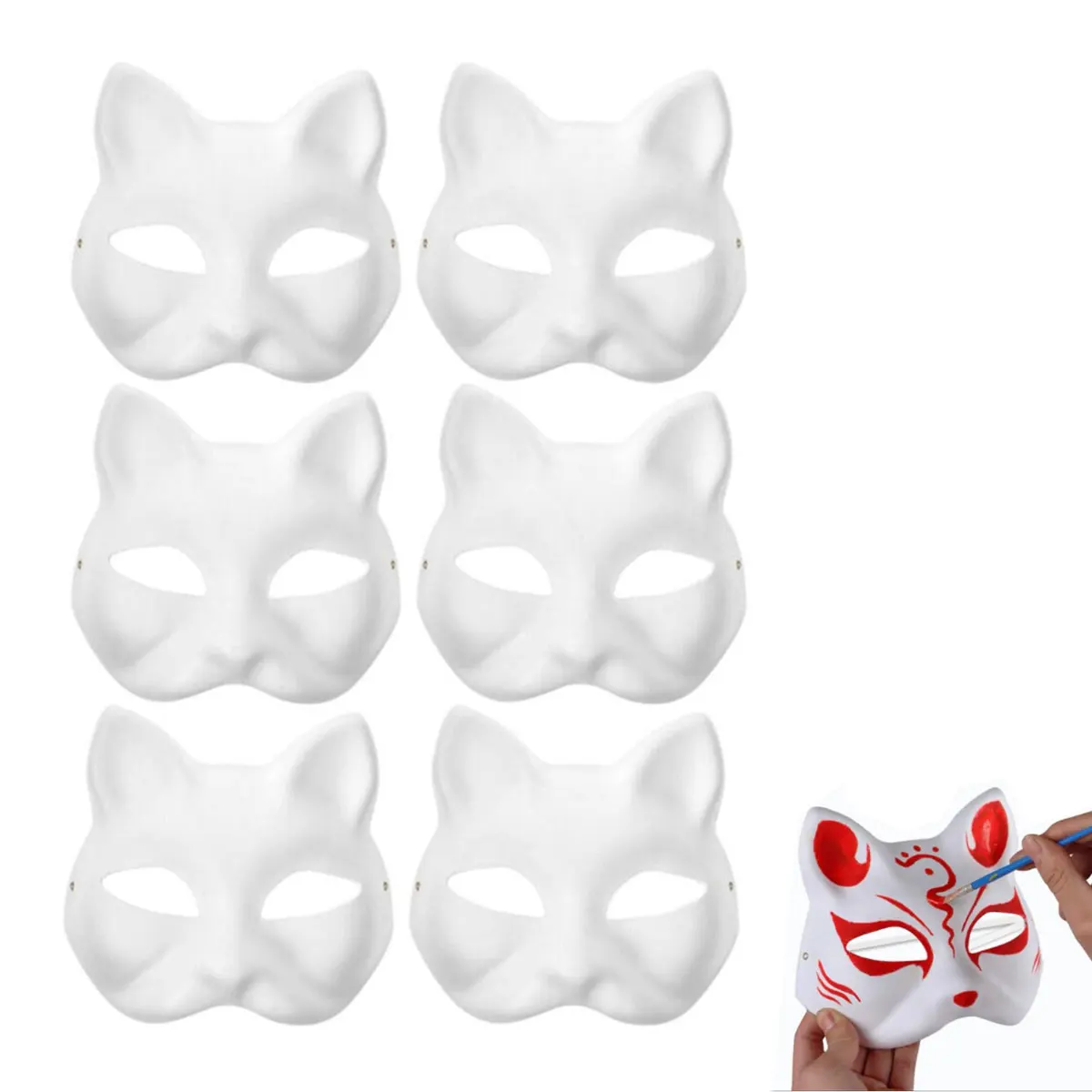 1/2/3/5/8/10pcs Masquerade Cat Face Masks DIY Party Masks Props Paintable Blank Masks Party Cosplay Accessories