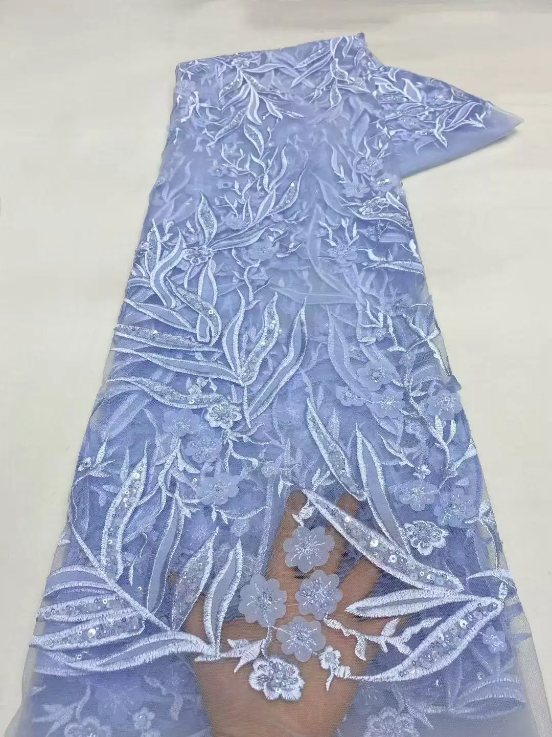 High Quality African Gold Handmade Beaded Lace Fabirc 2026 Sewing sequins Embroidery Nigreian Lace Fabric Women Wedding Dress