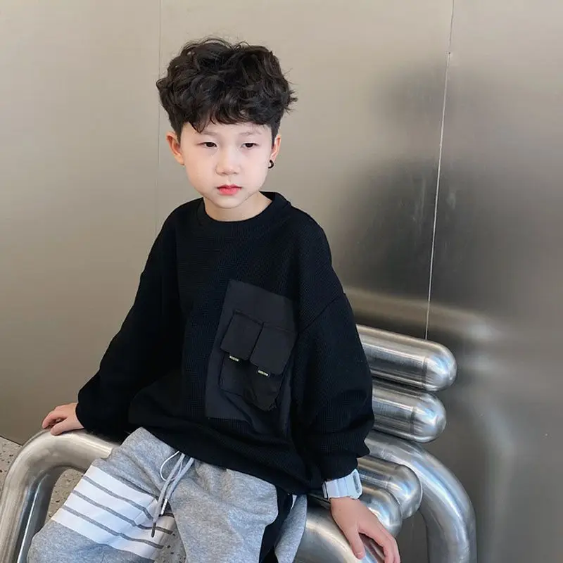 Boys Hoodie Sweatshirt 2026 Spring Autumn Long Sleeve Pullover Casual Loose Fit Kids Outerwear Children Clothing 3
