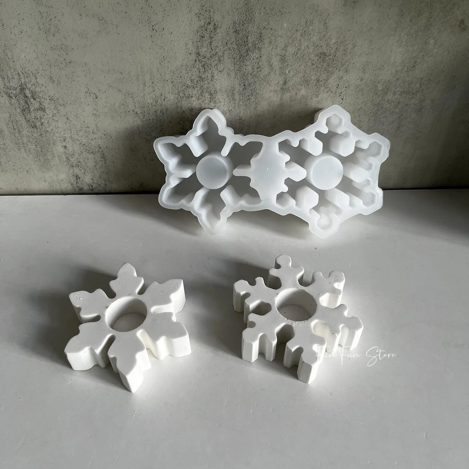 Two-Hole Snowflake Candle Holder, Silicone Mold, DIY Christmas Snowflake Candlestick, Home Party Decoração, Gesso Drop Glue