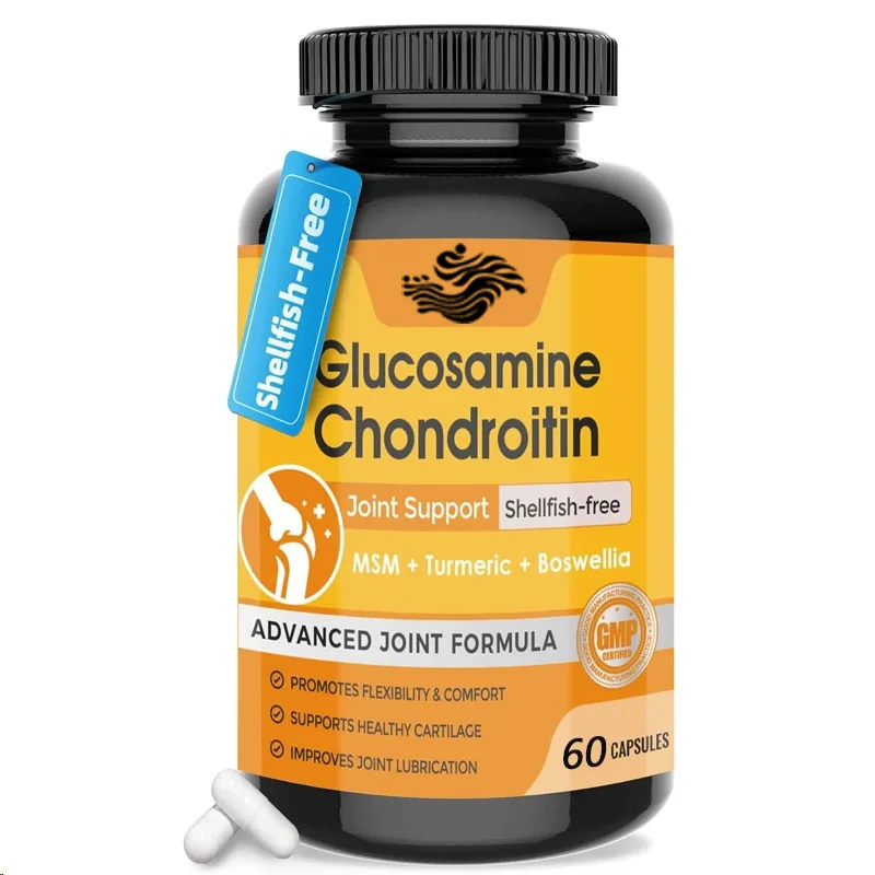 Sulfato de glucosamina y condroitina con suplemento de soporte para las articulaciones de cúrcuma, glucosa y incienso, utilizado para la salud de las articulaciones, 60 cápsulas