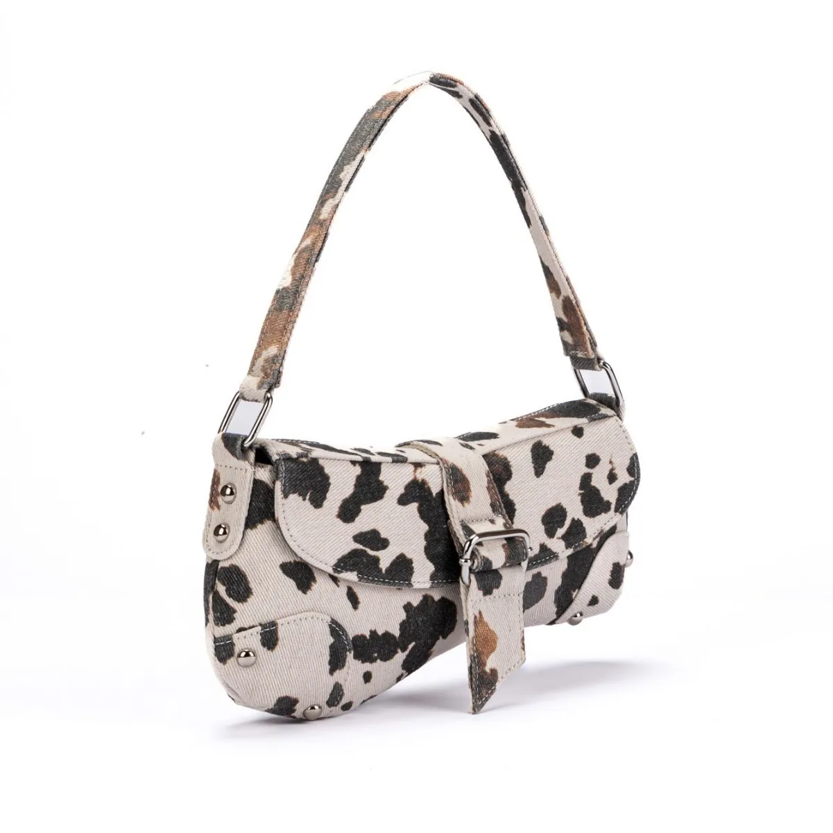 French Underarm Tote Bags for Women\'s Brown Leopard Handbag Clutch Bags Female Vintage PU Leather Shoulder Bags Versatile Casual