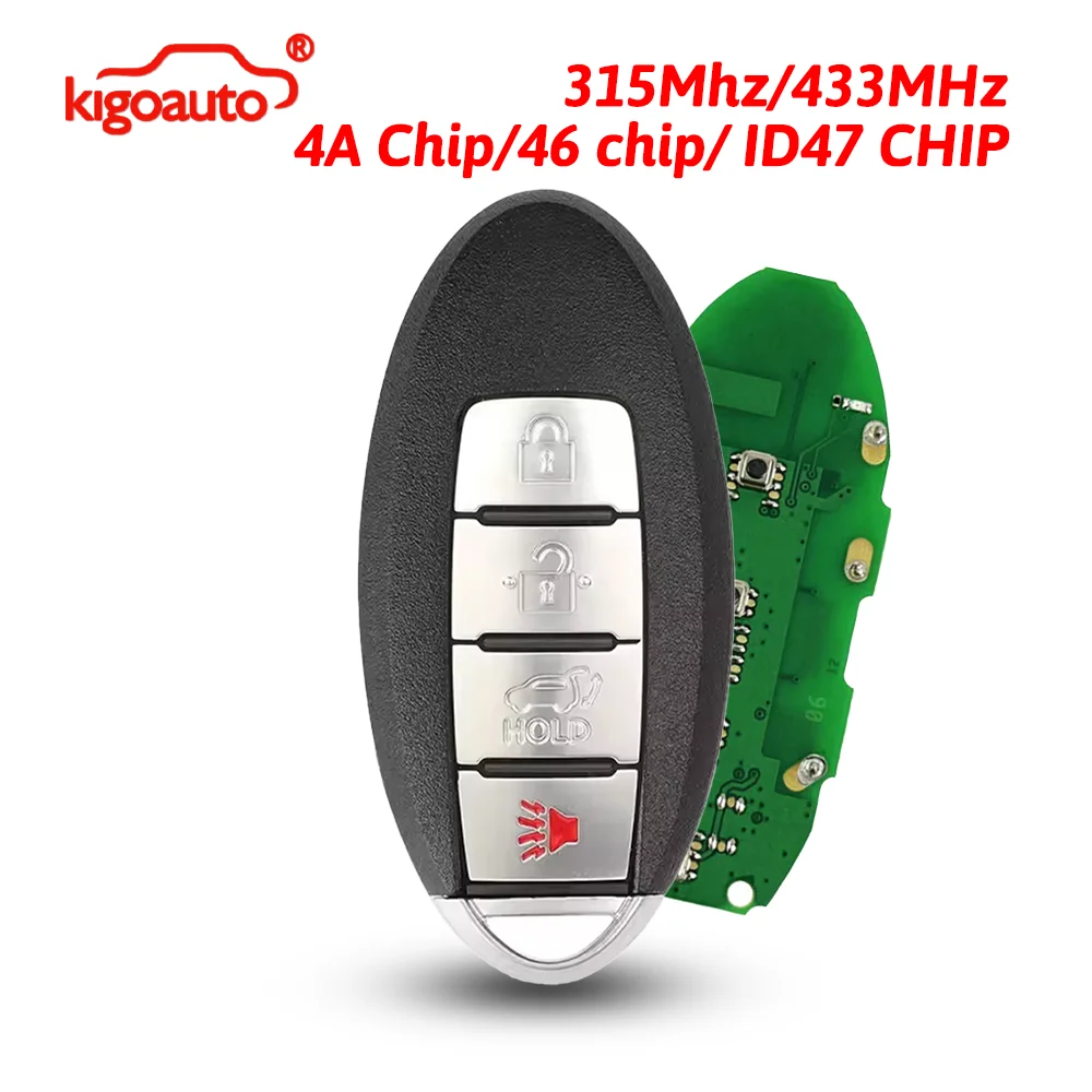 

Умный ключ kigoauto с 4 кнопками, 315/433 МГц, чип 46/47/4A для Infiniti QX60 JX35 FX35 2010-2018, FCC KR5S180144014 KR55WK49622