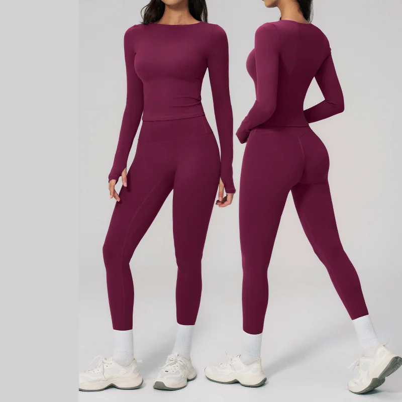 レディース服 2026年トレンド ヨガトップ アウトドアスポーツ フィットネス ハイウエスト タイトフィット スポーツパンツ ジムウェア 女性用セット 1