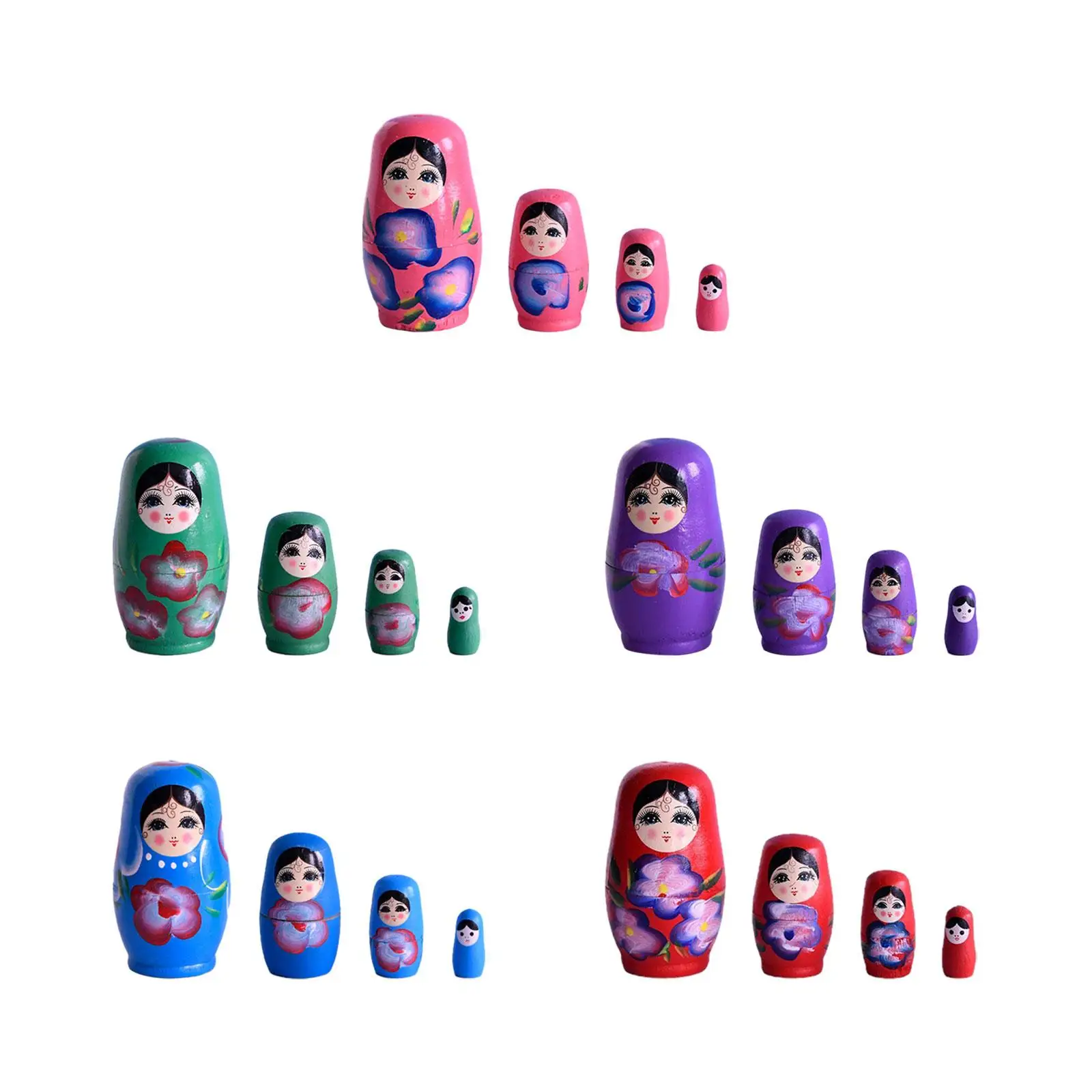 4 Pieces Wooden Russian Nesting Dolls Matryoshka Dolls Stacking Doll Set for