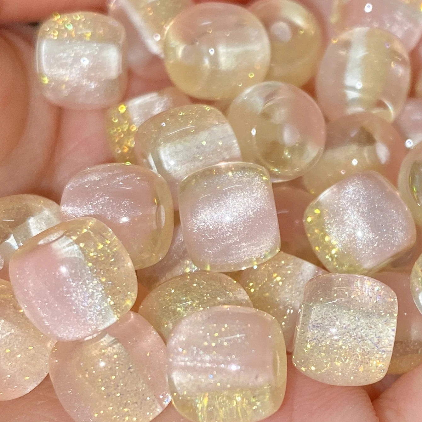 10/30pcs 8mm Shiny Yellow Pink Gradient Resin Beads Spacer Loose Round Beads For Jewelry Making Bracelet Craft DIY Accessories