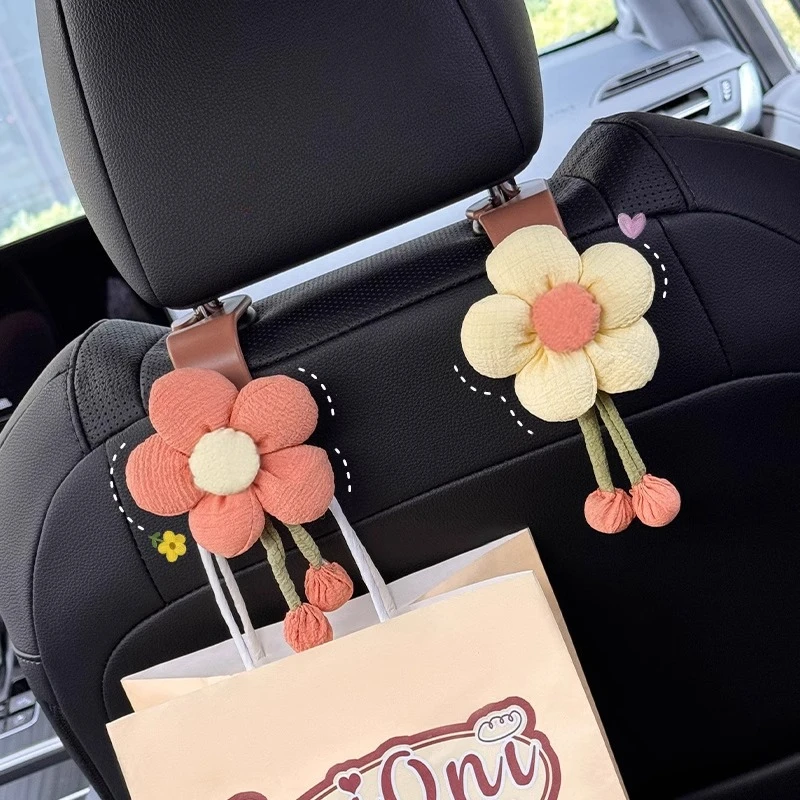 Car Seat Hook Multifunctional Seat Back Front and Rear Flower Small Hook Car Storage Car Supplies Cute Woman Modification Tools