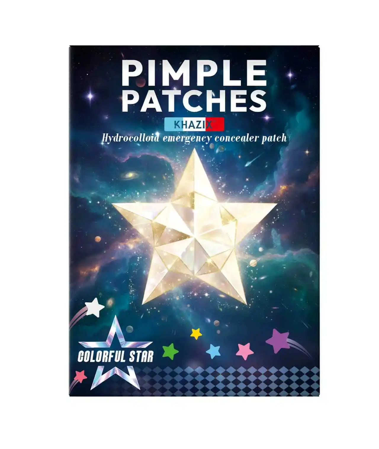 280個のフェイシャルスターニキビパッチ、複数のサイズ、カラフル、目に見えない、通気性があり、傷を隠します。
