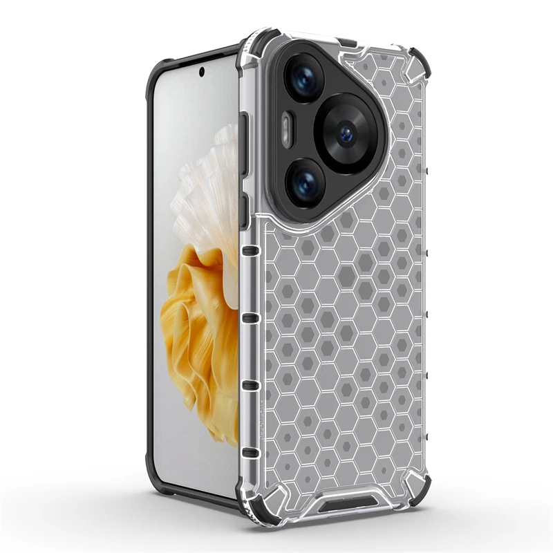 Shockproof Case For Huawei Pura 70 Pro Honeycomb Armor Transparent Case For Huawei Pura 70 Pro Case Cover For Huawei Pura 70 Pro